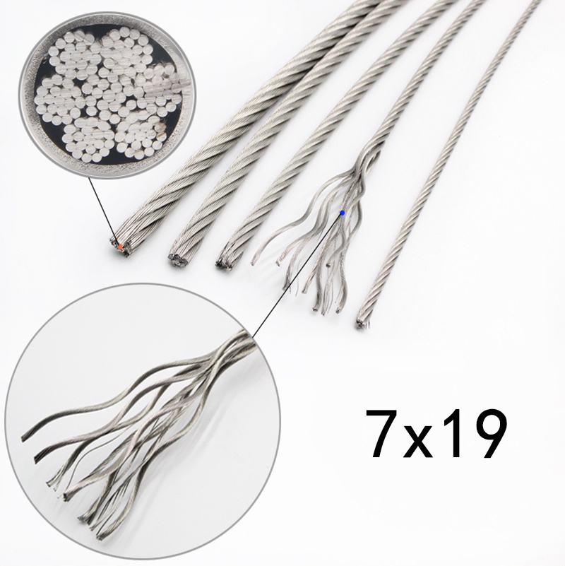 Câble en acier inoxydable 7x19 0.8-14mm utilisé pour l'industrie de la pêche