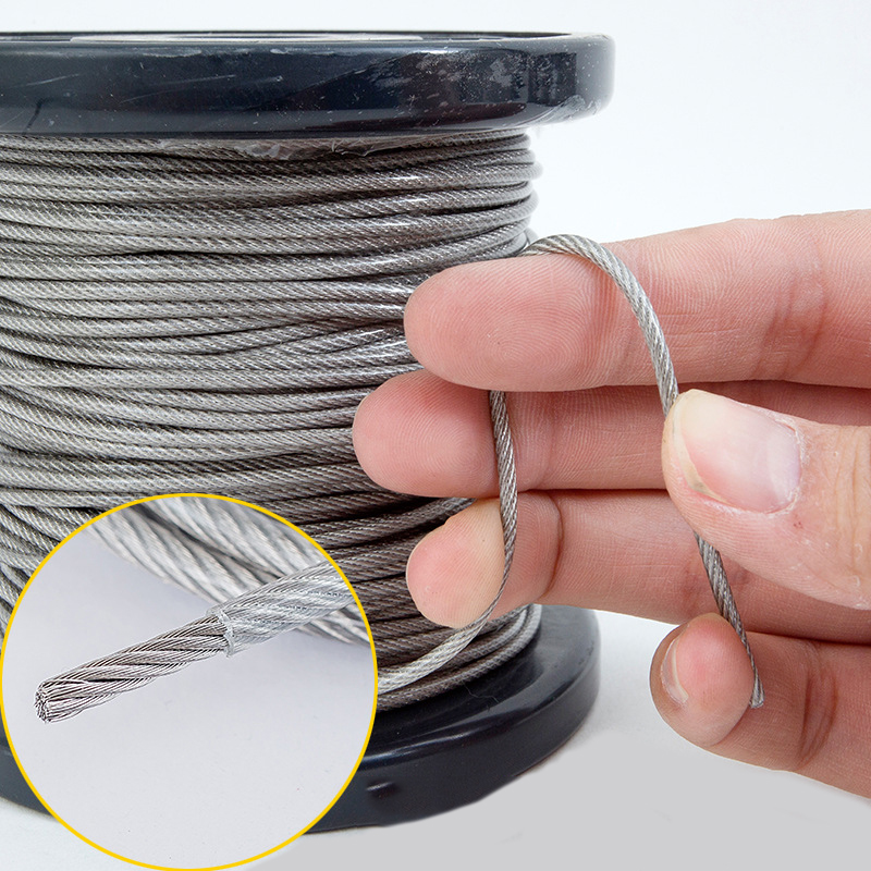 Câble métallique 7x7 en acier inoxydable 304 316 revêtu de nylon utilisé pour grille invisible