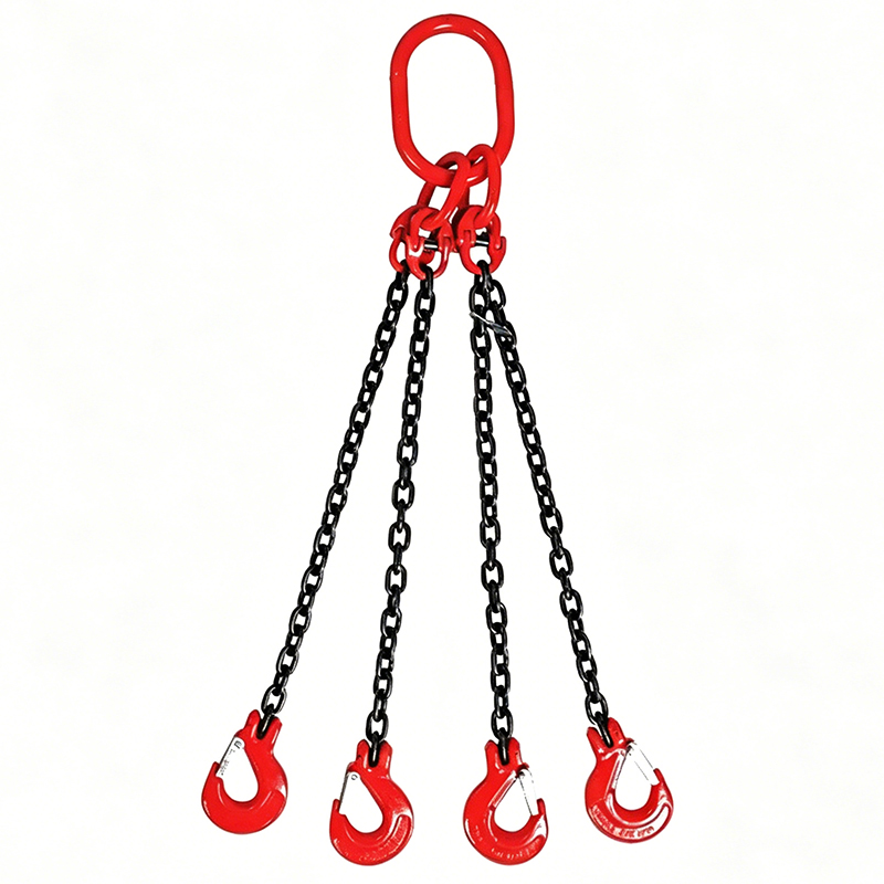 Élingue de levage en chaîne 6-22mm à 1 2 3 4 brins G80, élingue en chaîne soudée avec crochet Élingue de levage en chaîne 6-22mm à 1 2 3 4 brins G80, élingue en chaîne soudée avec crochet