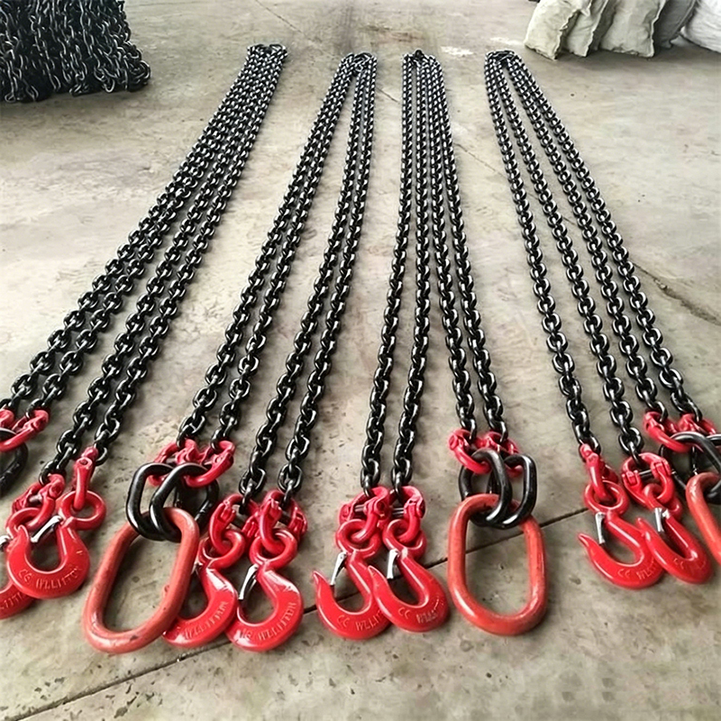 Élingue de levage en chaîne 6-22mm à 1 2 3 4 brins G80, élingue en chaîne soudée avec crochet