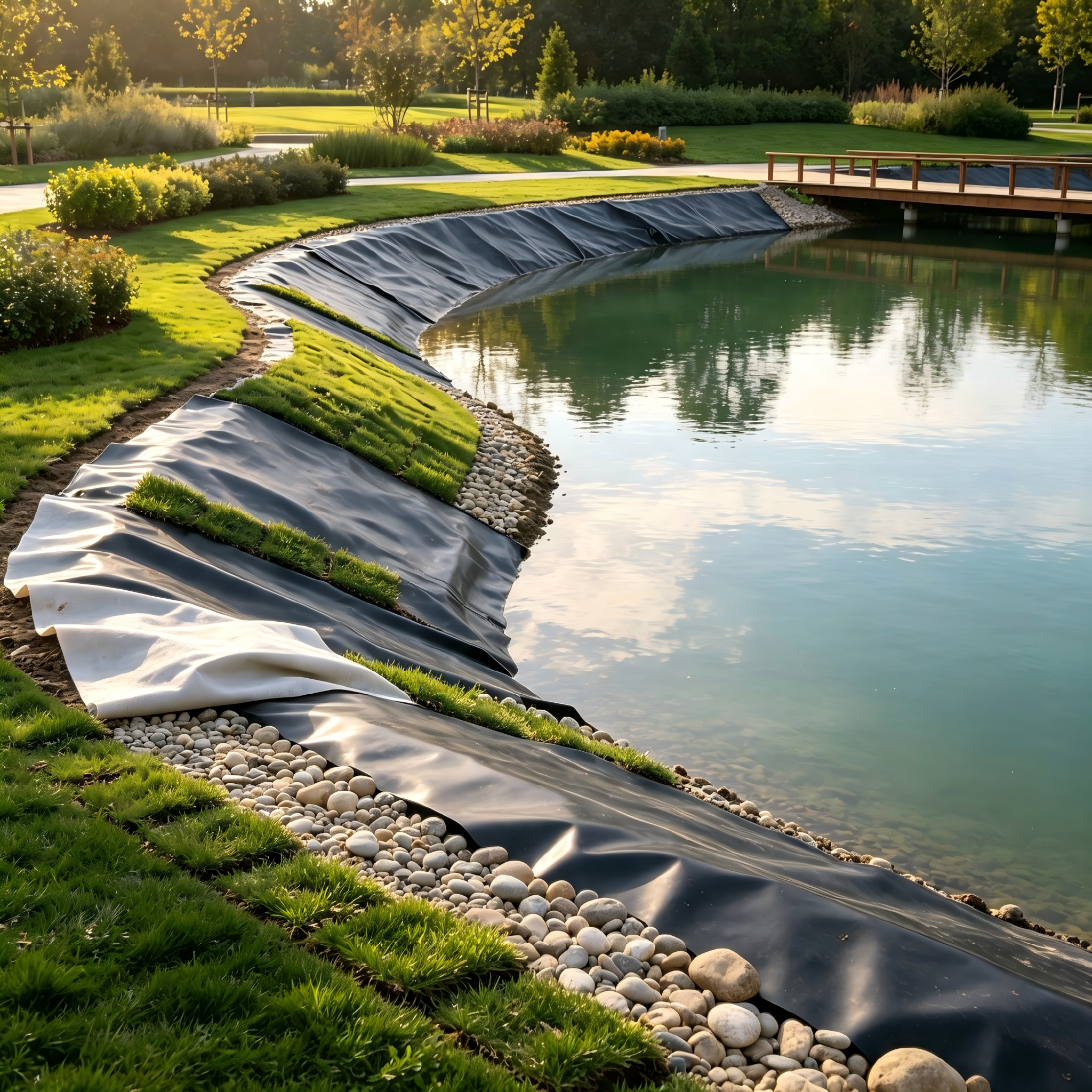 Membrane d’étanchéité de bassin en HDPE pour lac artificiel Membrane d’étanchéité de bassin en HDPE pour élevage de poissons