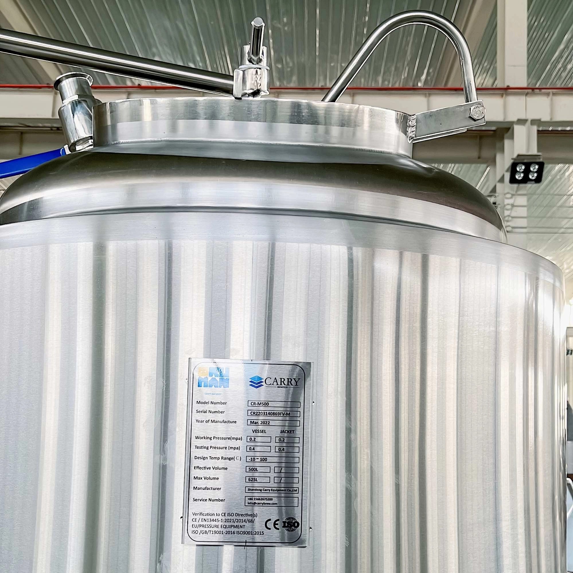 500L Fermentation Tank Customized Top Shadowless Manway