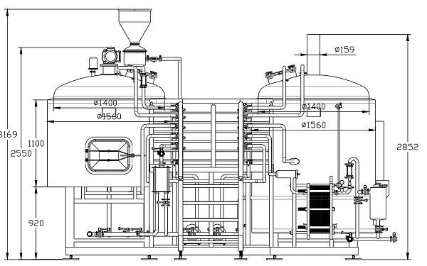 10BBL Brewhouse Front View