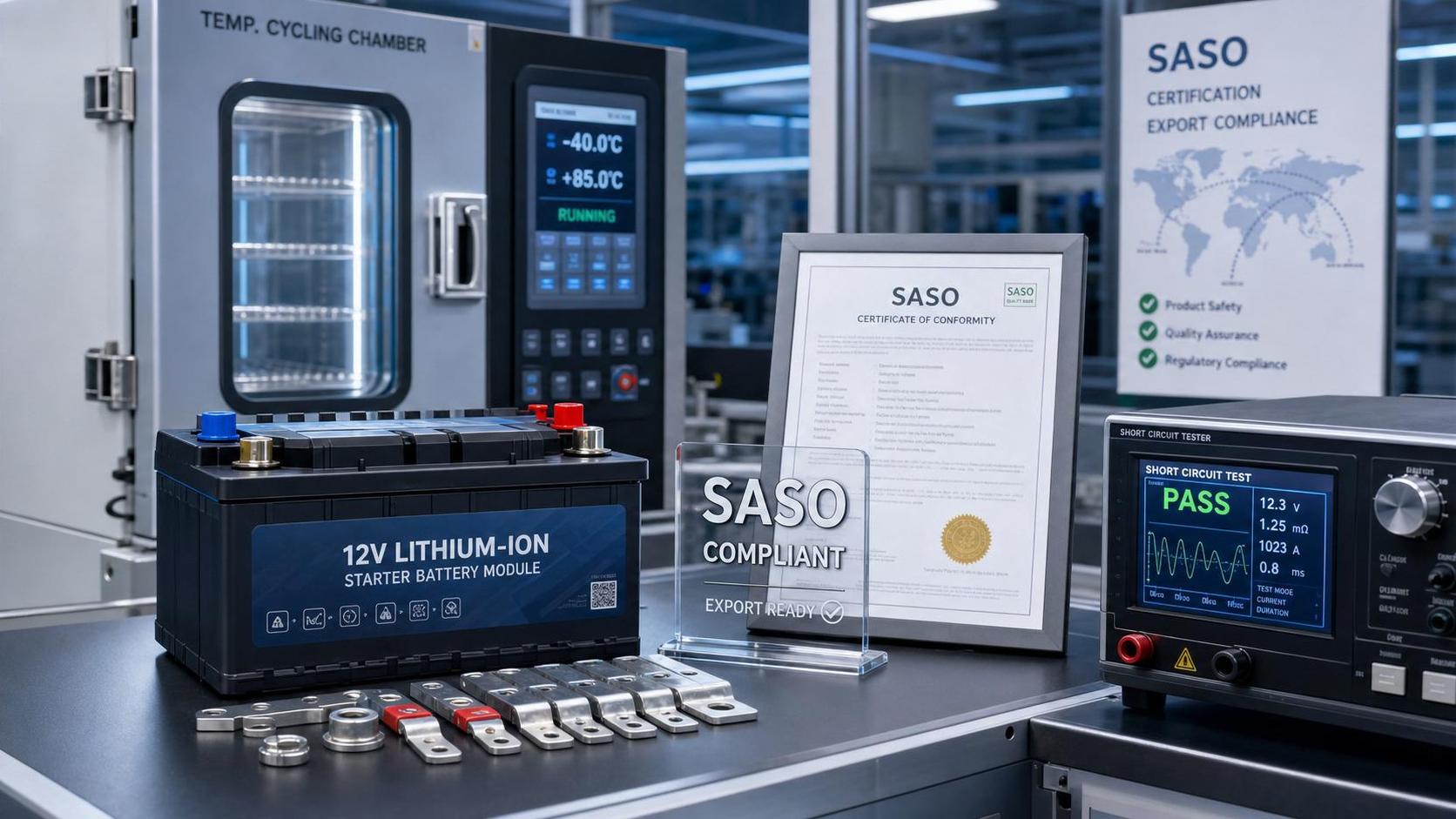 La SASO saoudienne rend obligatoire la certification des modules de démarrage Li-ion 12V