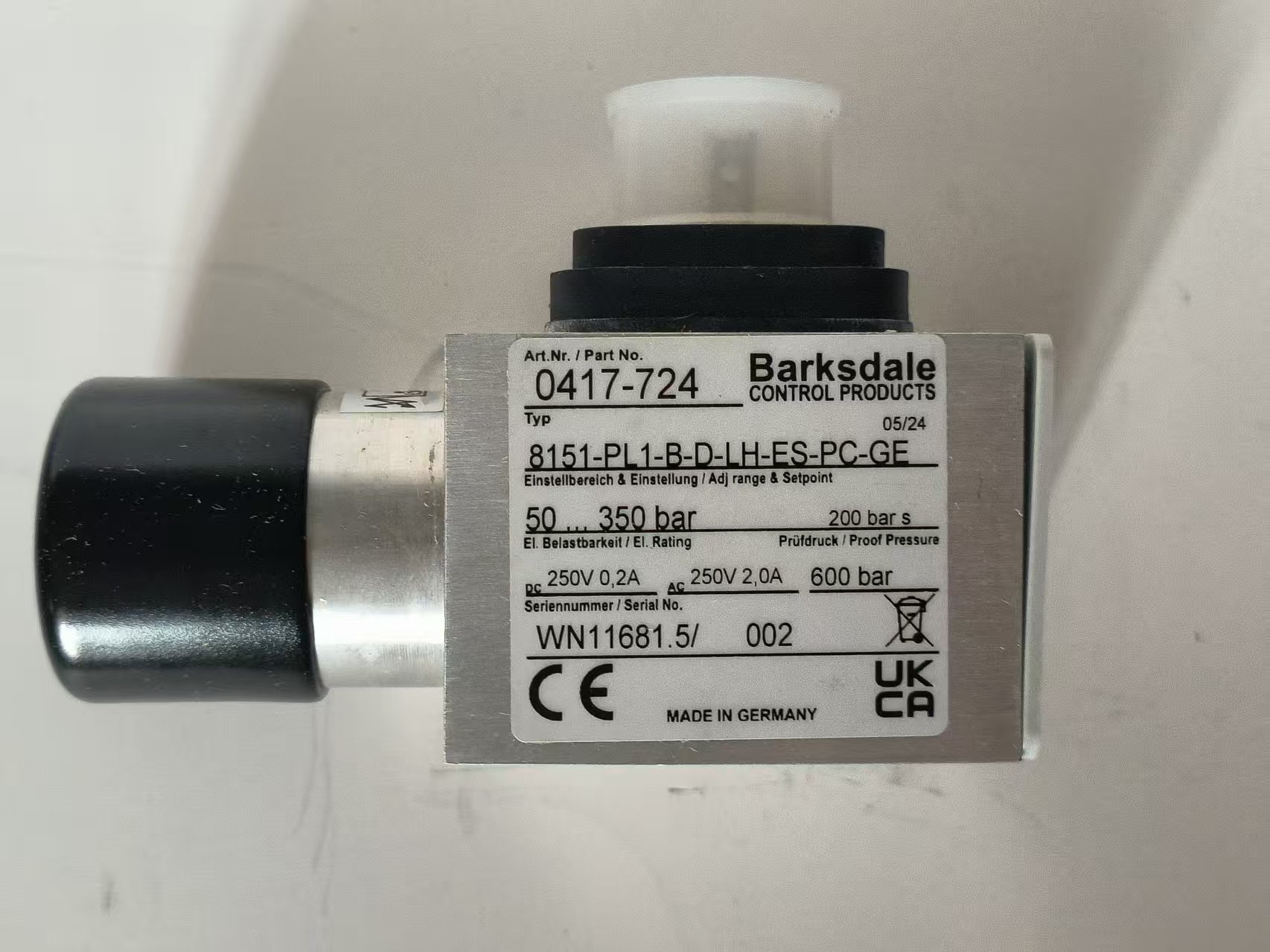 Barksdale 8151-PL1-B-D-LH-ES-PC-GE 0417-724 Custom Combined Pressure Switch New Original 1-year Warranty Barksdale 8151-PL1-B-D-LH-ES-PC-GE 0417-724 Custom Combined Pressure Switch New Original 1-year Warranty