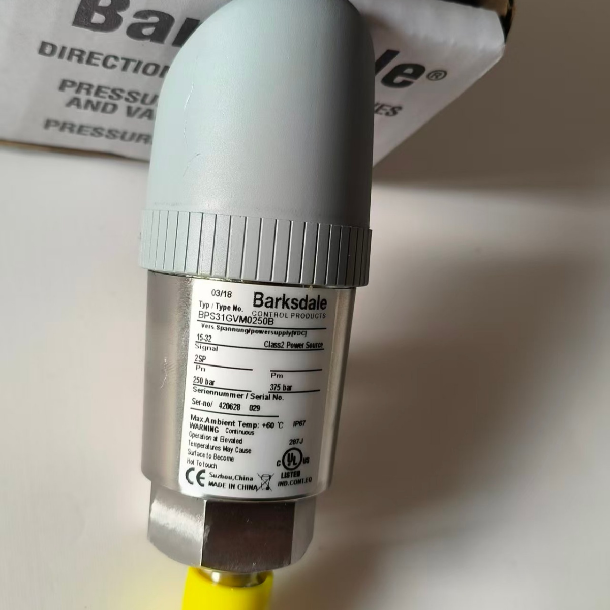 Barksdale BPS31GVM0250B BPS31 High Range Pressure Switch New Original 1-year Warranty