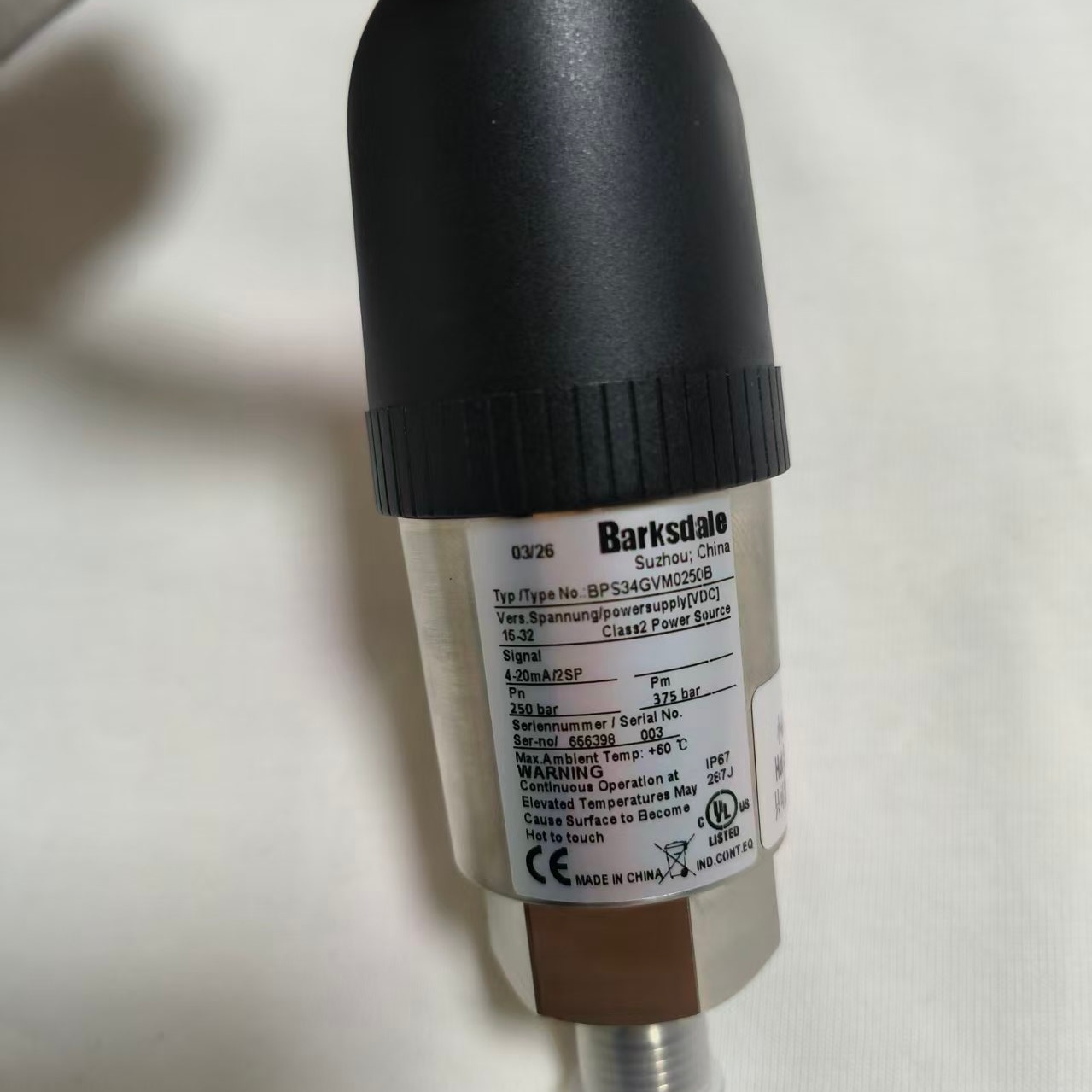 Barksdale BPS34GVM0250B BPS34 Heavy-Duty Pressure Switch New Original 1-year Warranty Barksdale BPS34GVM0250B BPS34 Heavy-Duty Pressure Switch New Original 1-year Warranty