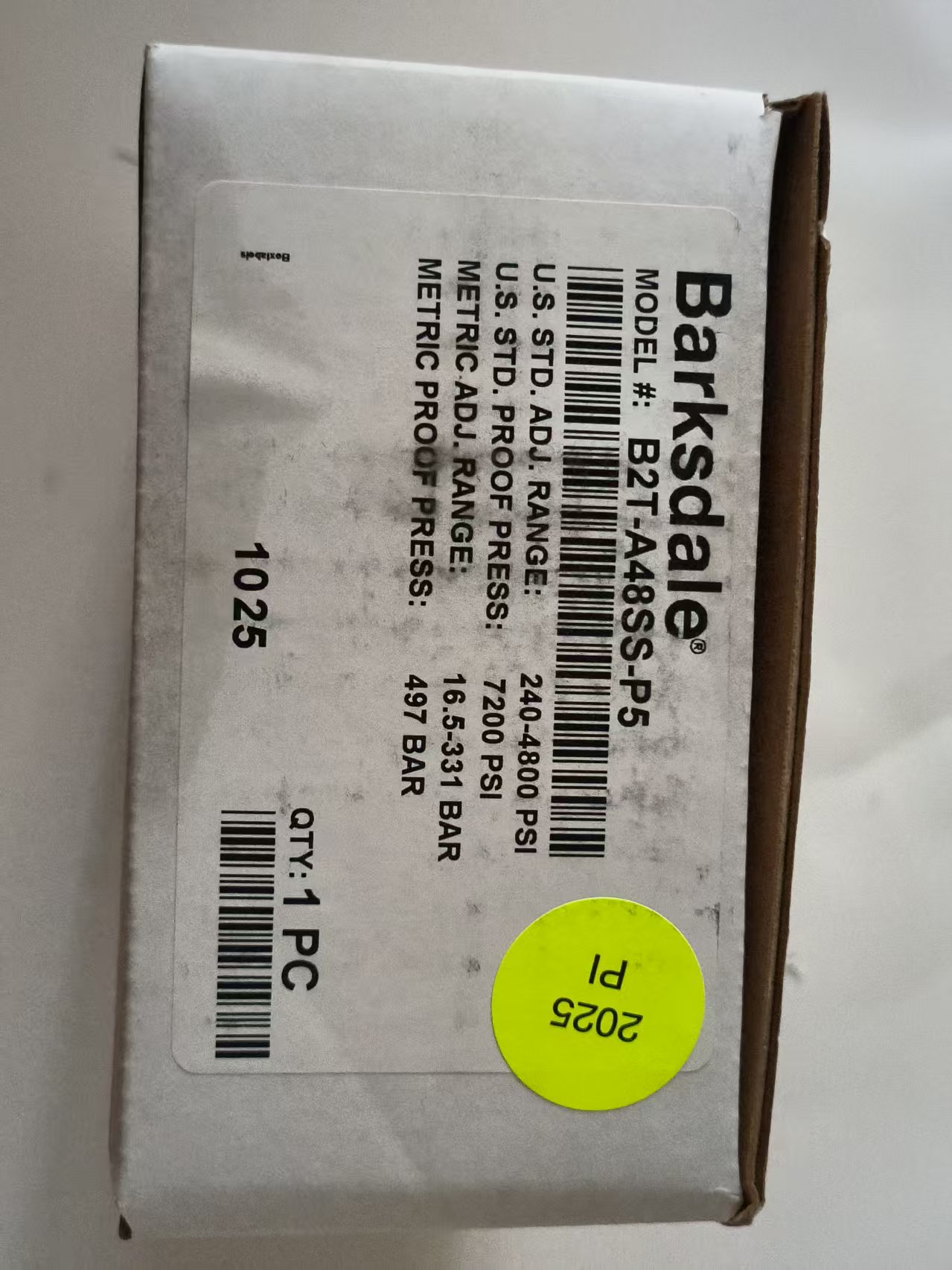 Barksdale B2T-A48SS-P5 Bourdon Tube Pressure Switch, 316SS, P5 Option New Original 1-year Warranty