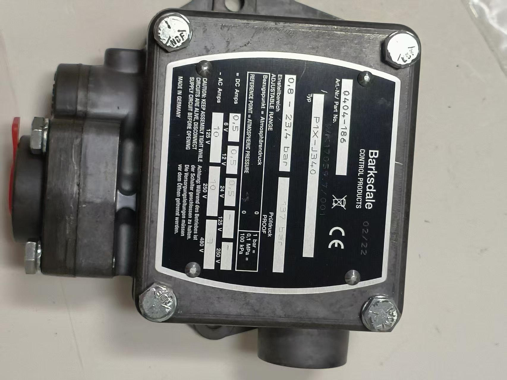 Barksdale P1X-J340 Upgrade to 0404-186 P1X-J340 Pressure Switch New Original 1-year Warranty