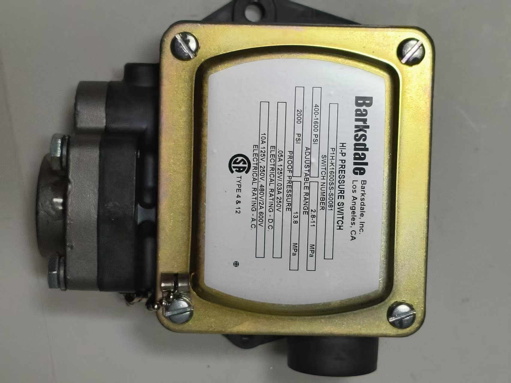 Barksdale P1H-K1600SS-S0081 High Pressure Diaphragm Pressure Switch, 316SS, S0081 Option New Original 1-year Warranty Barksdale P1H-K1600SS-S0081 High Pressure Diaphragm Pressure Switch, 316SS, S0081 Option New Original 1-year Warranty
