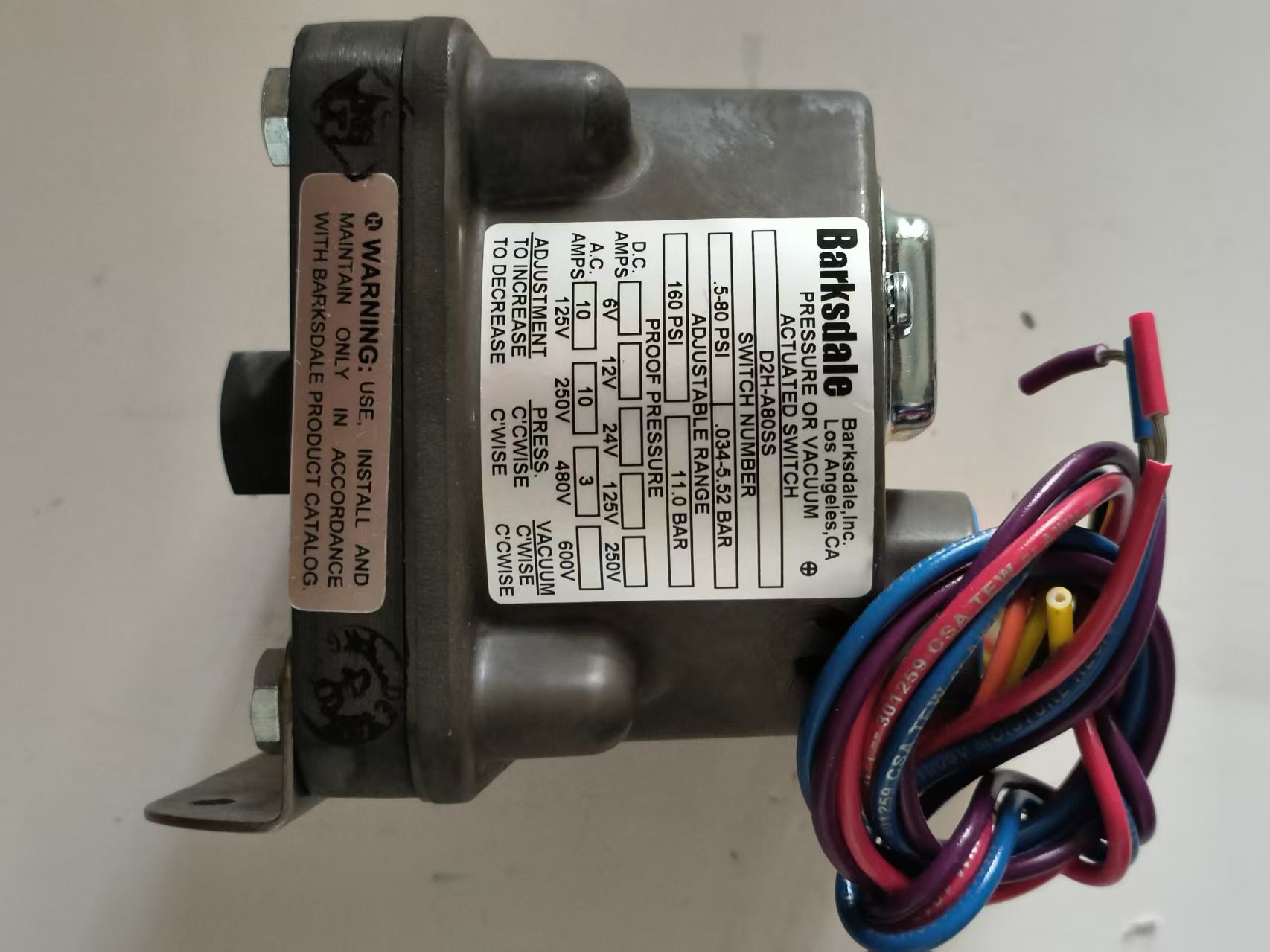 Barksdale D2H-A80SS Dual-Circuit Diaphragm Pressure Switch, 316SS, High Precision New Original 1-year Warranty Barksdale D2H-A80SS Dual-Circuit Diaphragm Pressure Switch, 316SS, High Precision New Original 1-year Warranty