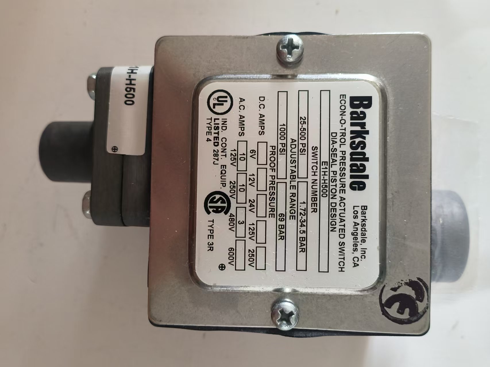 Barksdale E1H-H500 Econ-O-Trol High Pressure Diaphragm Piston Pressure Switch New Original 1-year Warranty