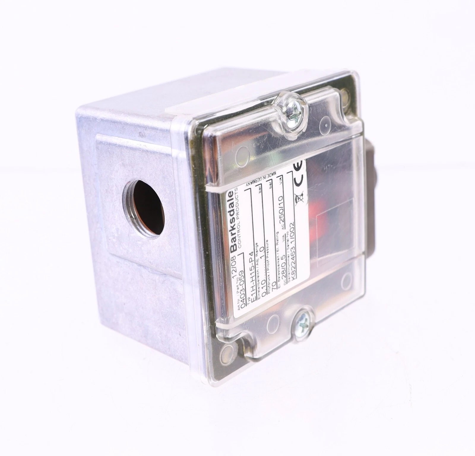 Barksdale E1H-H15-P4 (0403-059) Econ-O-Trol Diaphragm Pressure Switch, H15 Range, P4 Terminal New Original 1-year Warranty