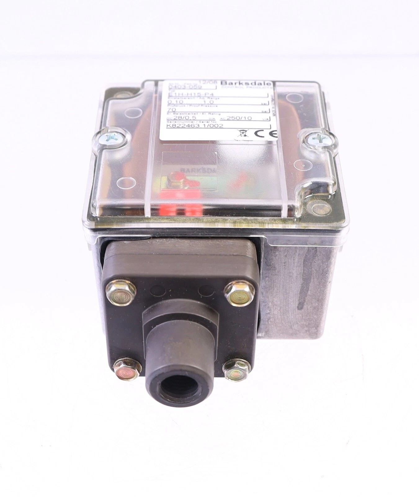 Barksdale E1H-H15-P4 (0403-059) Econ-O-Trol Diaphragm Pressure Switch, H15 Range, P4 Terminal New Original 1-year Warranty Barksdale E1H-H15-P4 (0403-059) Econ-O-Trol Diaphragm Pressure Switch, H15 Range, P4 Terminal New Original 1-year Warranty