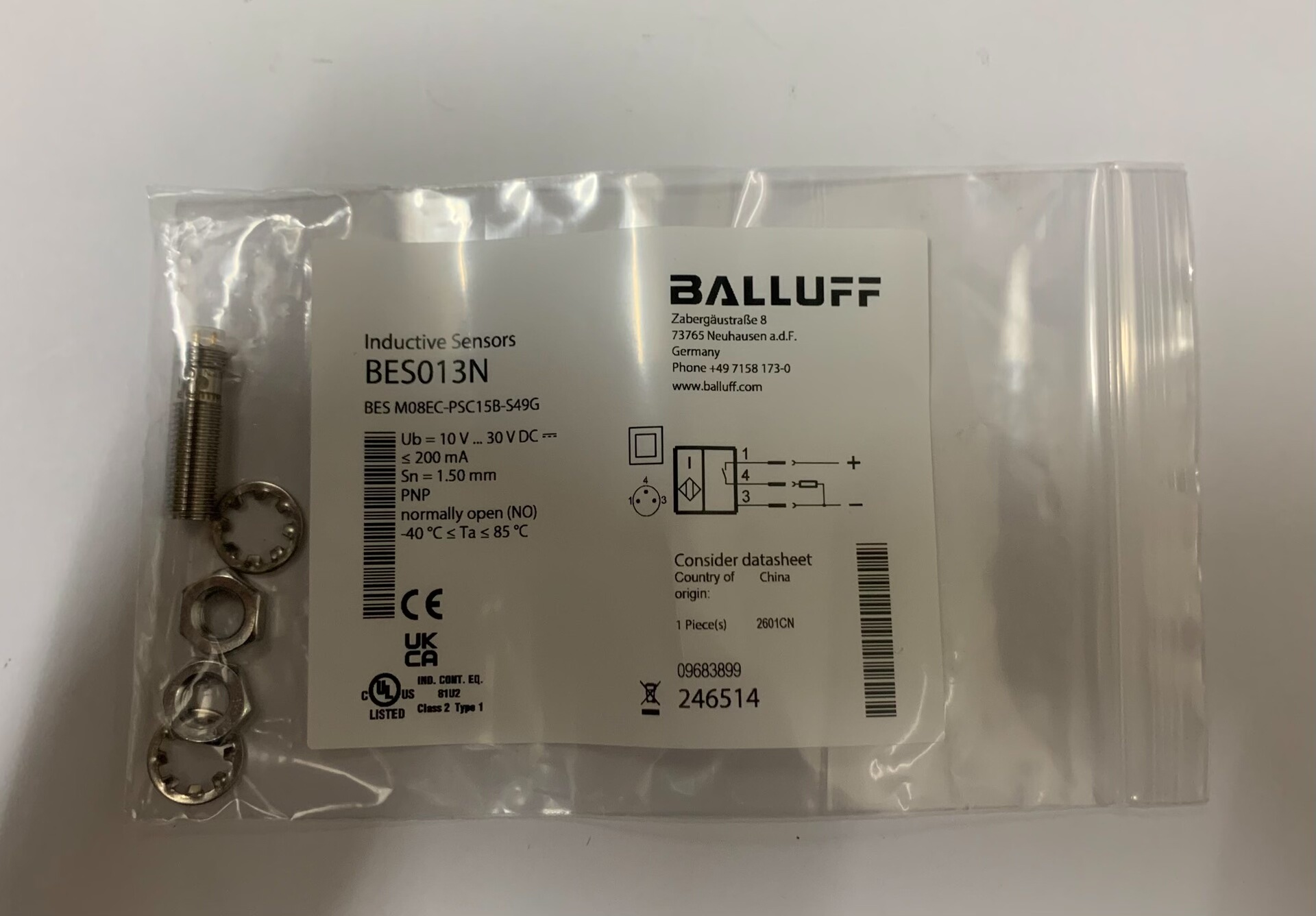 Balluff BES013N BES M08EC-PSC15B-S49G M8 Flush Inductive Proximity Sensor 1.5mm PNP NO New Original 1-year Warranty