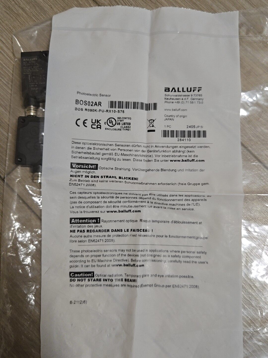 Balluff BOS02AR BOS R090K-PU-RX10-S75 Cubic Through-Beam Photoelectric Sensor 20m Red Light New Original 1-year Warranty