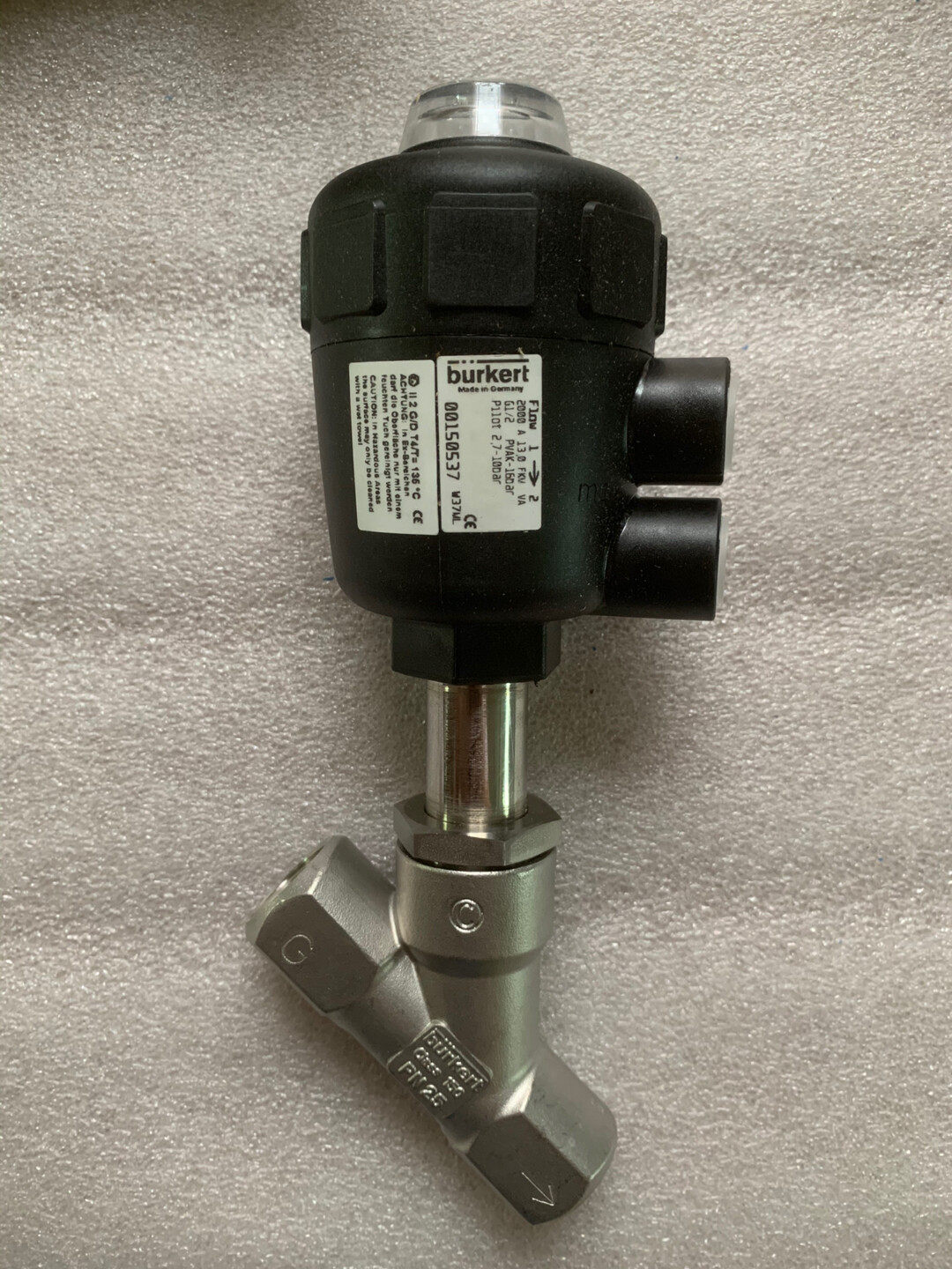 Burkert 00150537 Type 6013 2/2 Way Direct Acting Plunger Solenoid Valve DN3 Brass G1/4 New Original 1-year Warranty