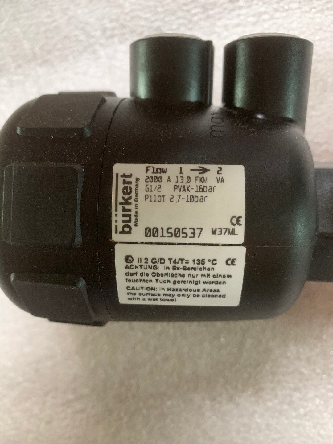Burkert 00150537 Type 6013 2/2 Way Direct Acting Plunger Solenoid Valve DN3 Brass G1/4 New Original 1-year Warranty