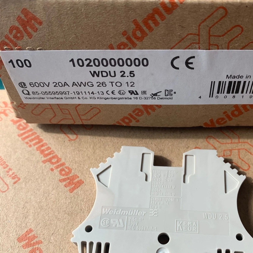Weidmüller WDU 2.5 1020000000 WDU Series Screw Feed-Through Terminal Block 2.5mm² 24A New Original 1-year Warranty