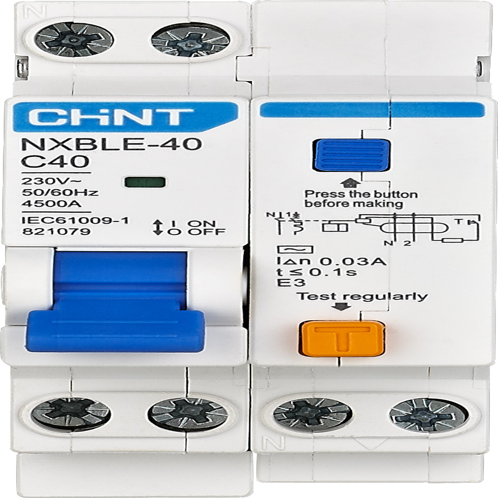 CHINT NXBLE-40 1P+N C40 RCBO 40A 30mA 4.5kA Slim Single Phase Residual Current Breaker New Original 1-year Warranty CHINT NXBLE-40 1P+N C40 RCBO 40A 30mA 4.5kA Slim Single Phase Residual Current Breaker New Original 1-year Warranty