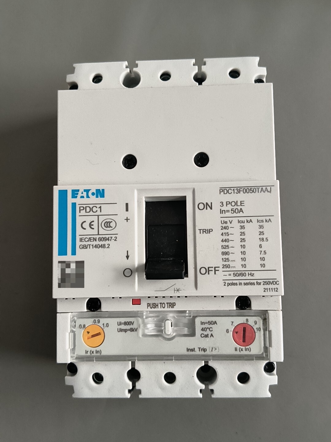 Eaton Power Defense PDC13F0050TAAJ 3P 50A Molded Case Circuit Breaker 25kA@415V Thermal Magnetic MCCB New Original 1-year Warranty Eaton Power Defense PDC13F0050TAAJ 3P 50A Molded Case Circuit Breaker 25kA@415V Thermal Magnetic MCCB New Original 1-year Warranty