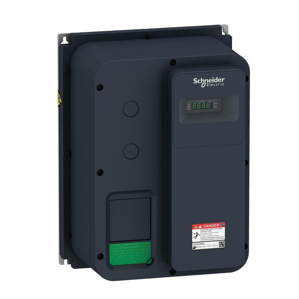 Schneider ATV320U07M2W Altivar320 0.75kW 1Ph 200-240V IP66 Washdown VFD C2 EMC Built-in Brake Chopper STO SIL3