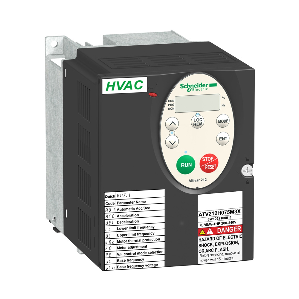 Schneider ATV212H075N4 Altivar212 0.75kW 3Ph 380-480V IP20 HVAC Fan VFD Built-in EMC Modbus RTU Air Conditioning Inverter