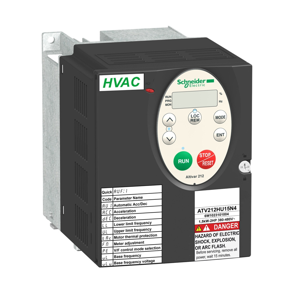 Schneider ATV212HU15N4 Altivar212 1.5kW 3Ph 380-480V IP20 HVAC Dedicated Fan VFD Built-in EMC Modbus RTU AHU Air Handling Unit Inverter