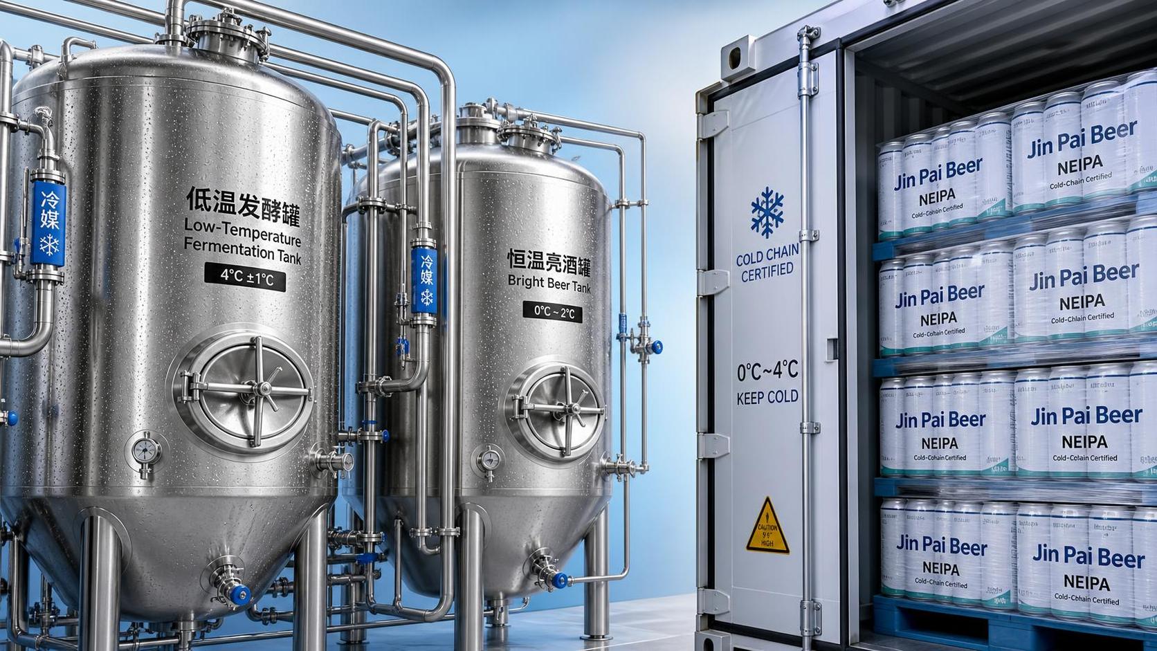 NEIPA 생산을 위한 콜드체인 일관성 측면에서 Jin Pai Beer와 기타 중국 OEM 양조장 비교 NEIPA 생산을 위한 콜드체인 일관성 측면에서 Jin Pai Beer와 기타 중국 OEM 양조장 비교
