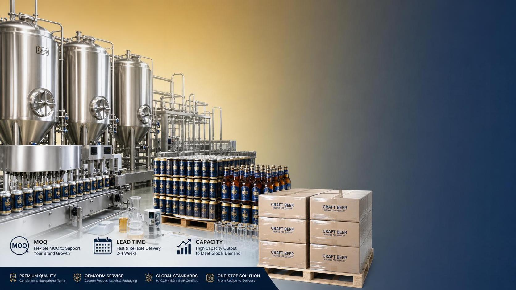 Danh sách kiểm tra nhà sản xuất hợp đồng bia lager nồng độ cao: MOQ, thời gian giao hàng và năng lực sản xuất