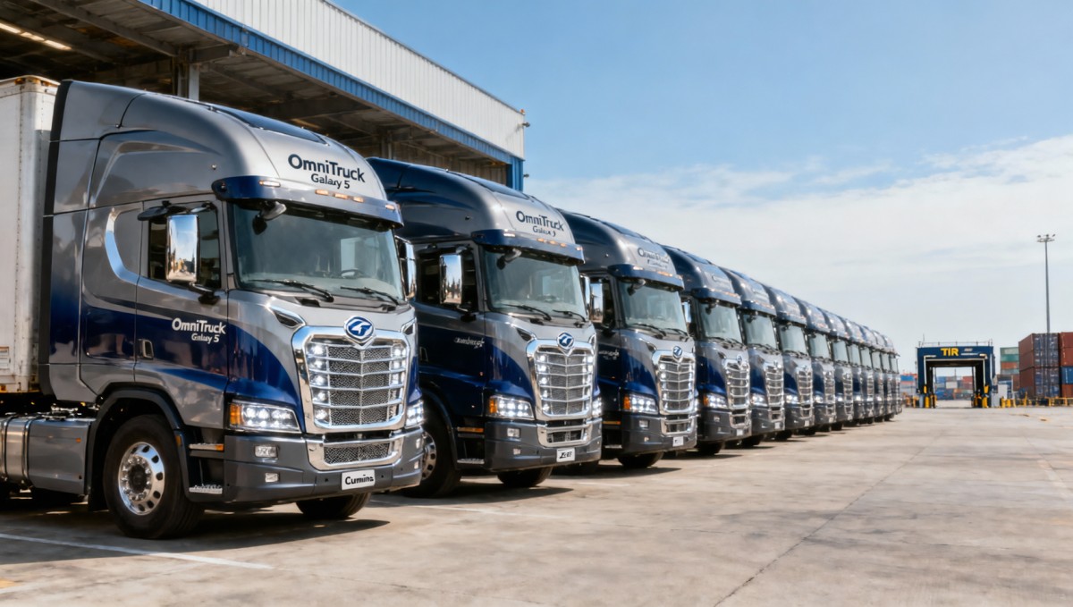 OmniTruck Galaxy 5 Fuel Tractor Trucks Delivered to Qingdao TIR Route