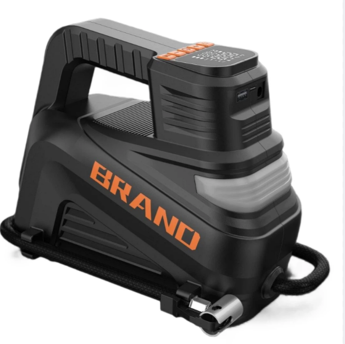 Nouveau gonfleur de pneus intelligent portatif sans fil, noir et orange, compresseur d'air industriel sans fil, batterie externe USB Type-C, logo OEM personnalisé AP-636