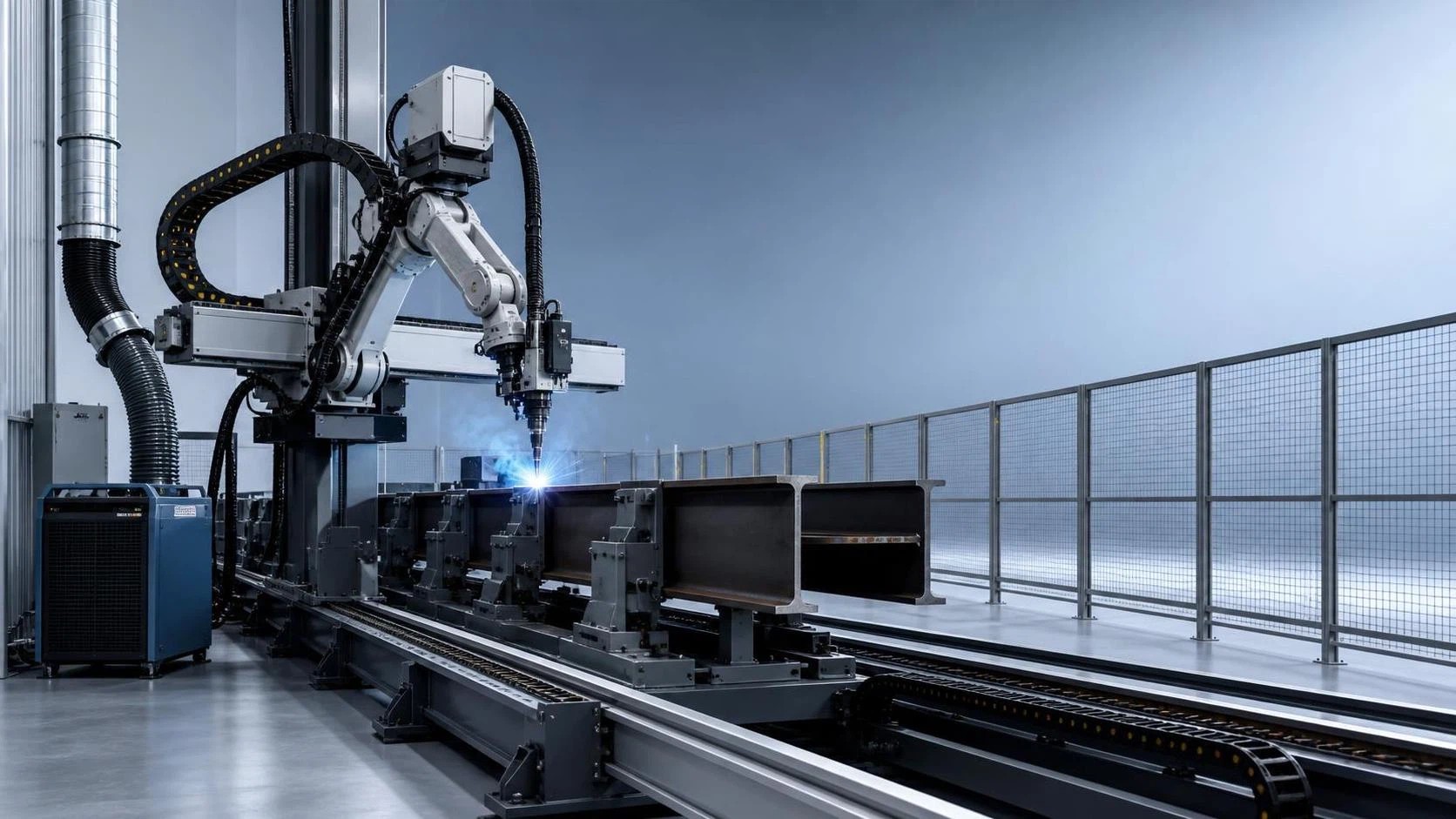 What drives the installed cost of a rail mounted welding robot?