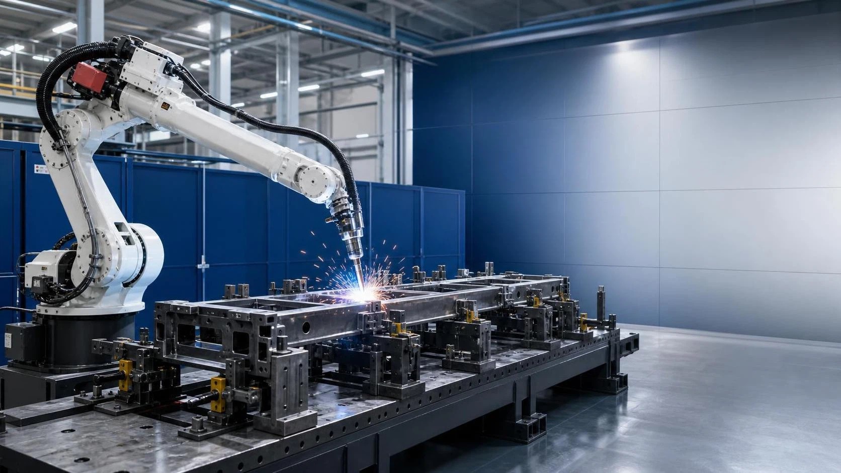 Does a 2000mm reach welding robot reduce fixture repositioning?