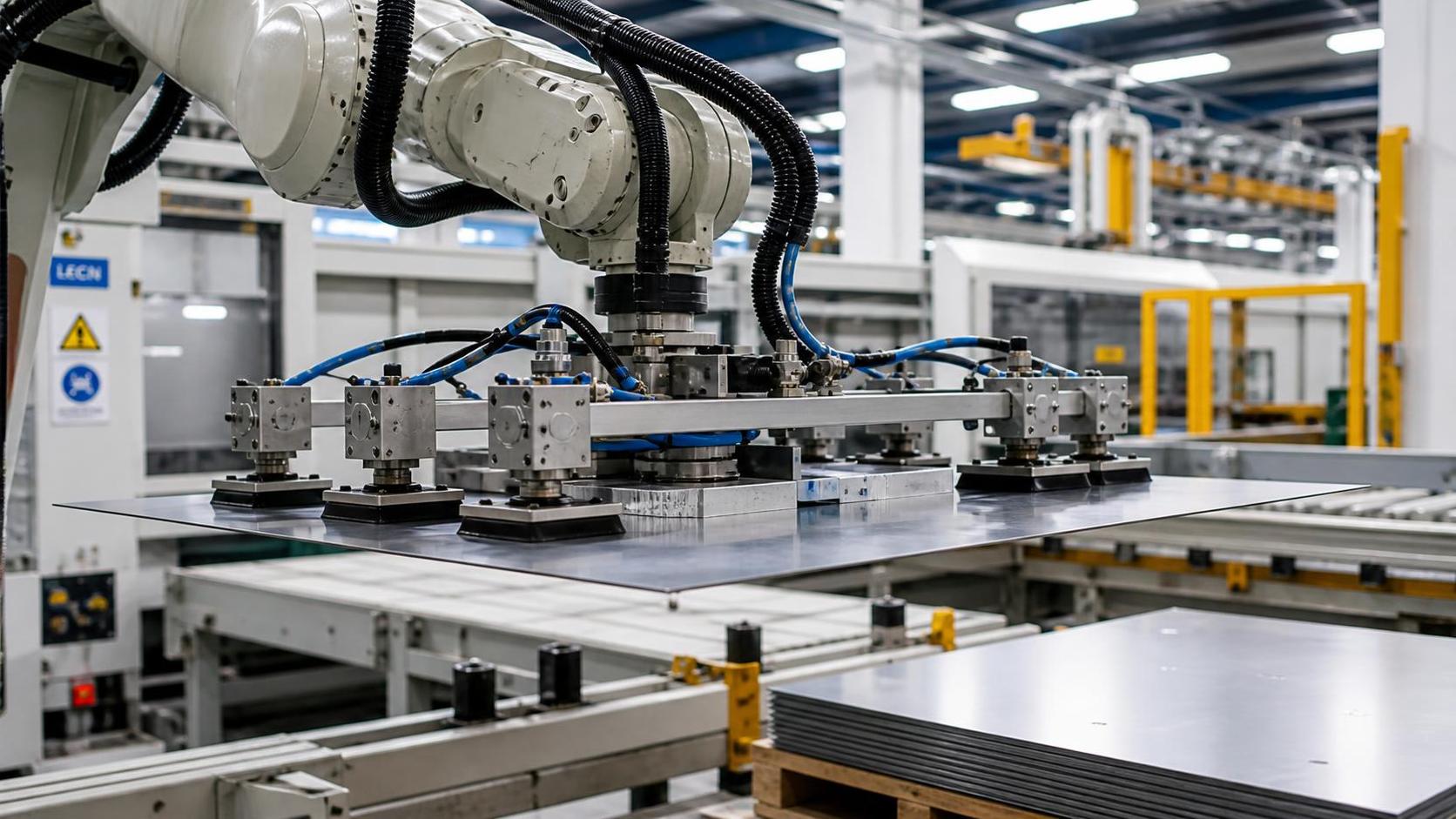 Which gripper suits a handling robot arm for sheet metal? Which gripper suits a handling robot arm for sheet metal?