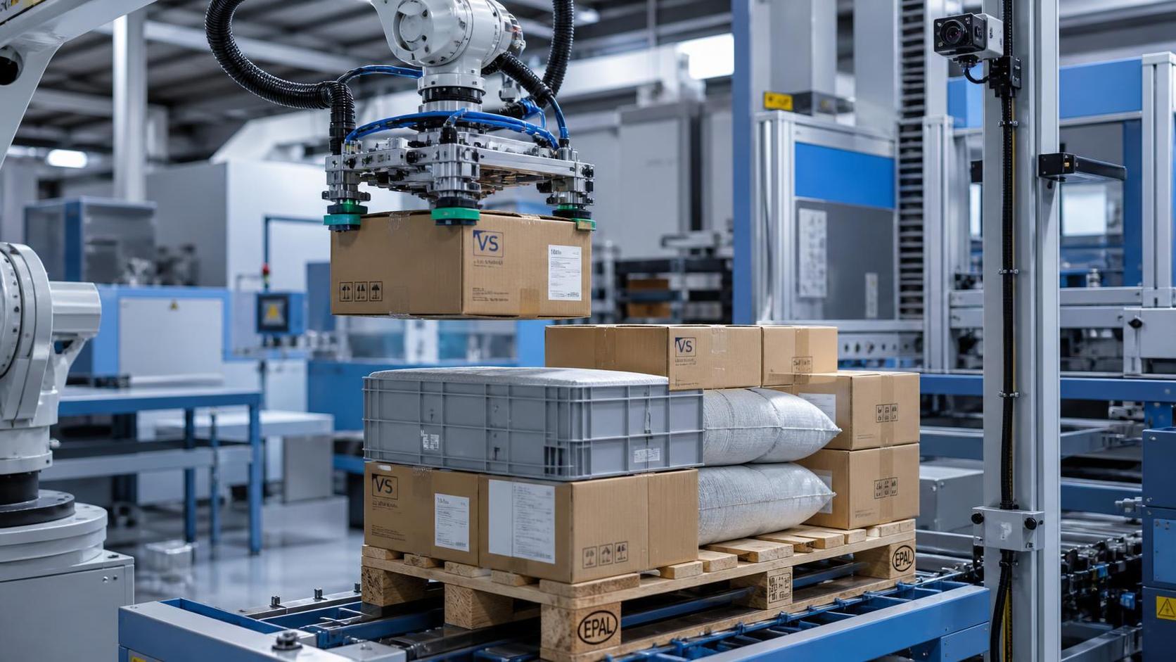 How can a handling robot arm for palletizing handle mixed loads? How can a handling robot arm for palletizing handle mixed loads?