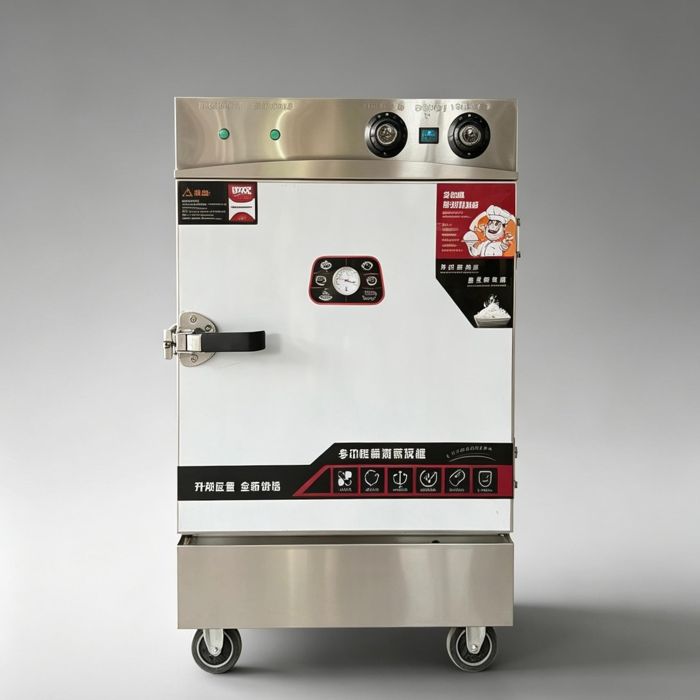 Knob type timer temperature control single door 6 trays steaming rice cabinet