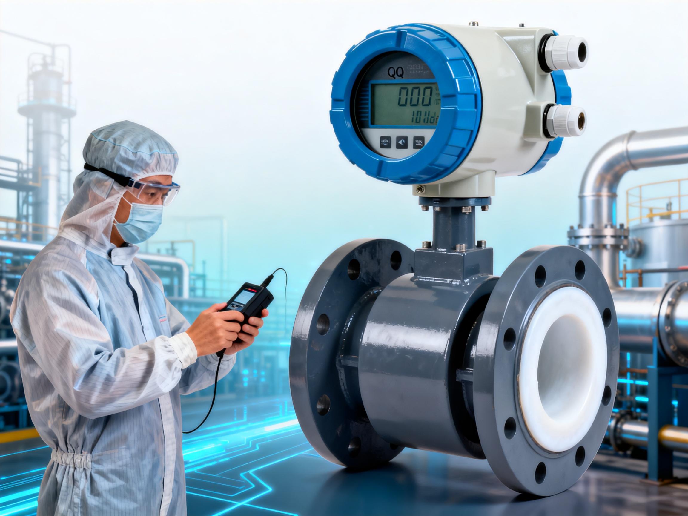 How does the HQ electromagnetic flowmeter solve the challenge of measuring highly corrosive liquids? Analysis of PTFE lining technology