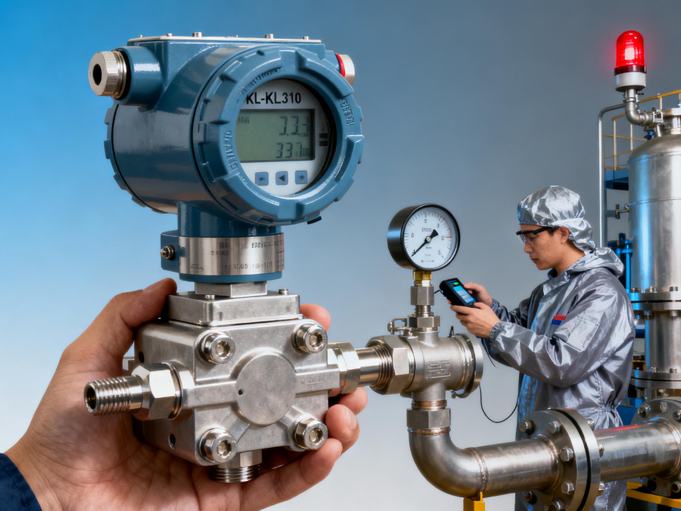 How can the KL-KL316 pressure transmitter with alarm control function achieve safe production monitoring?