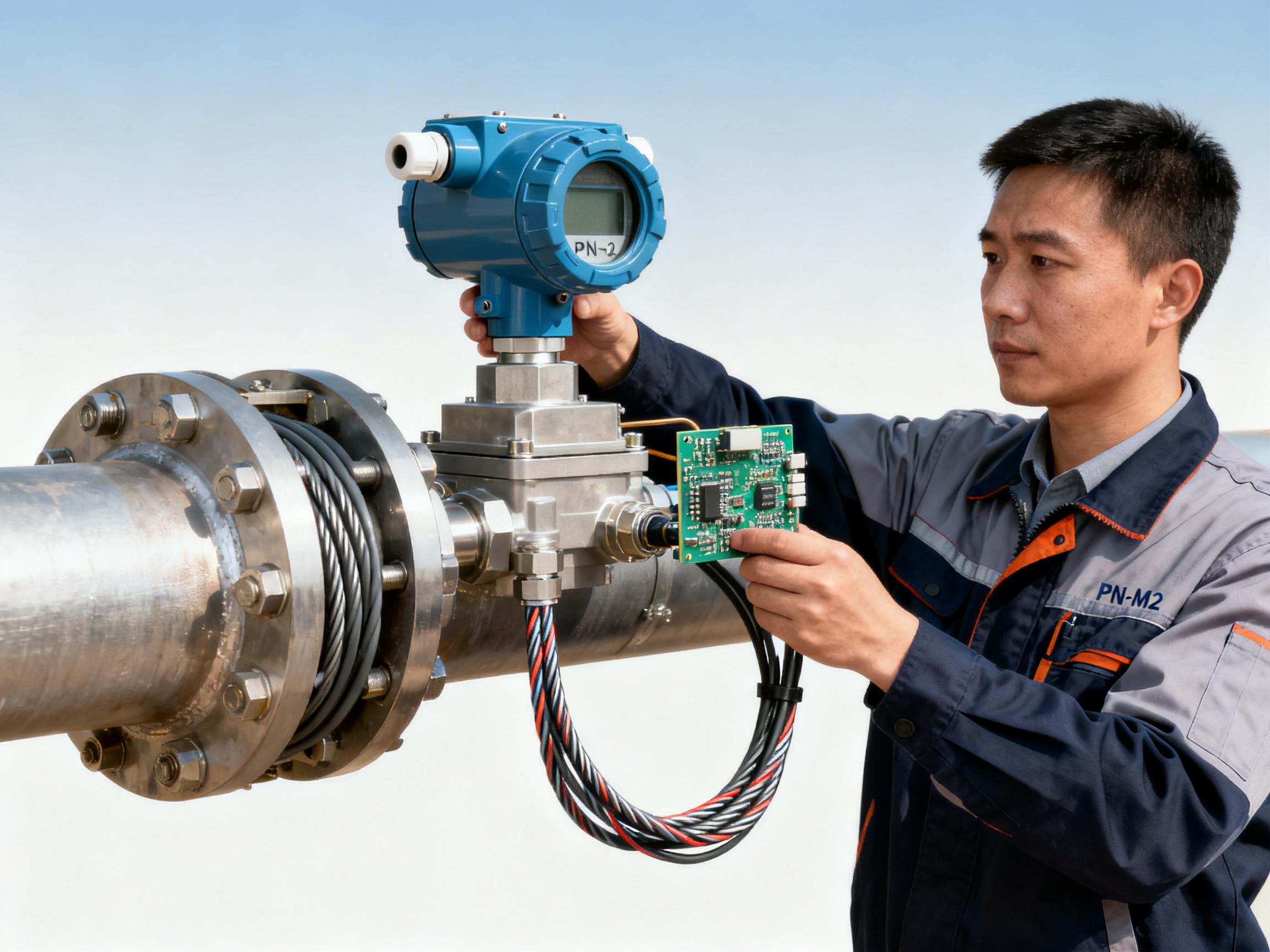 How does the PN-M2 Pressure Transmitter solve the problem of remote signal interference in fluid pressure monitoring?