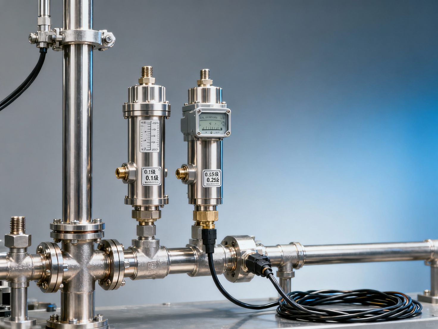 Is the difference between Class 0.1 and Class 0.25 accuracy for hydraulic cylinder pressure transmitters obvious in actual operating conditions?