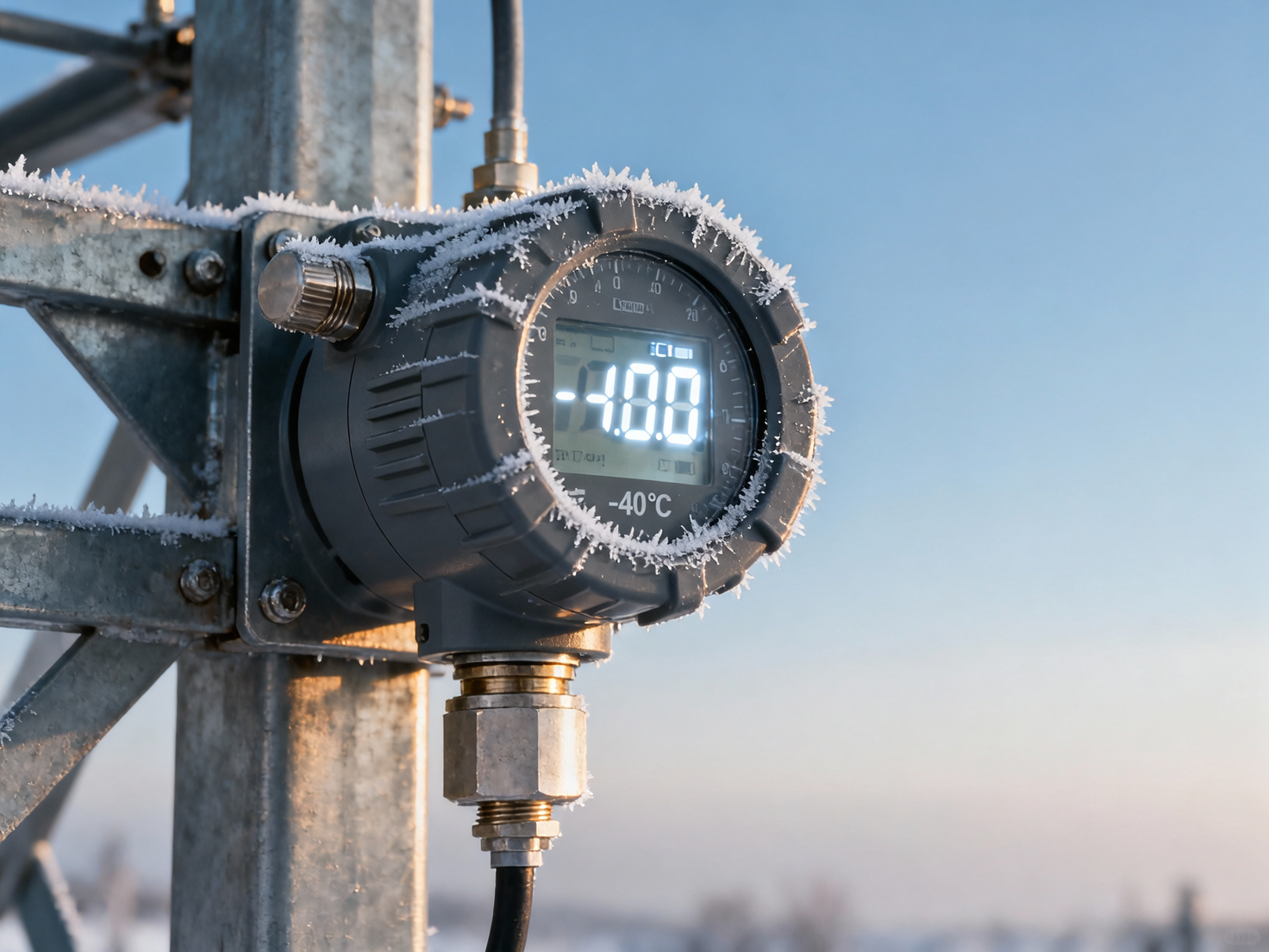 Is a low-temperature pressure transmitter rated for -40℃ still able to display normally on the LCD screen after being installed outdoors in the open air in winter?