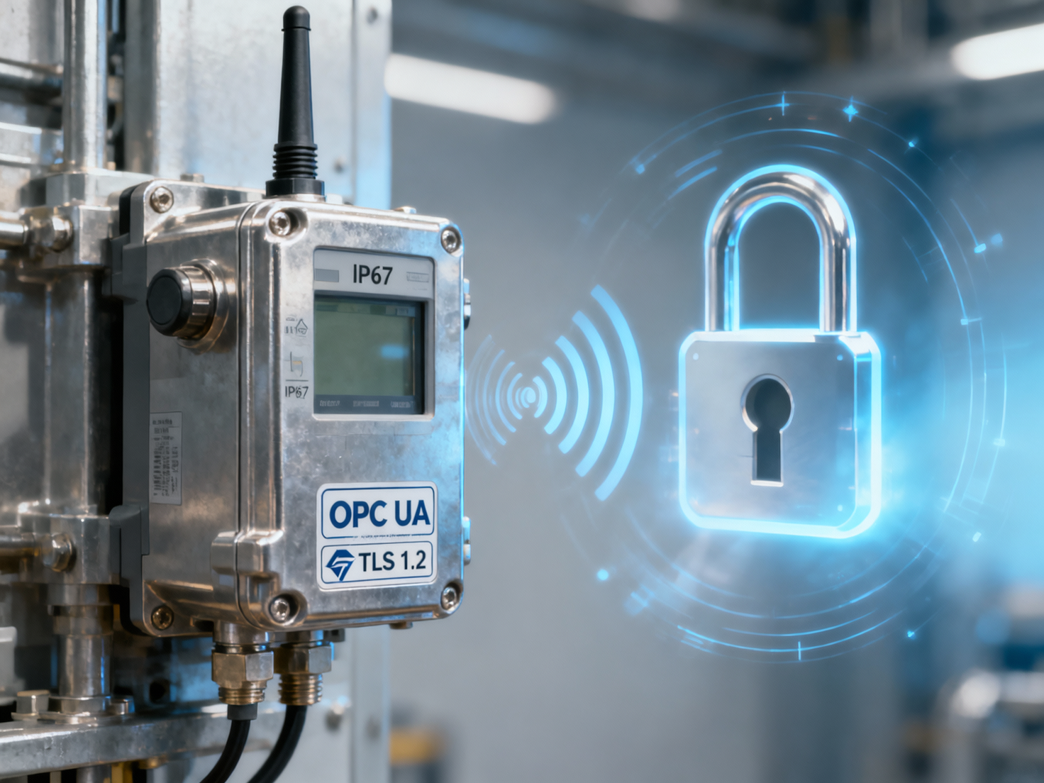 Does the data encryption method of wireless transmission pressure transmitters comply with the industrial-site security requirements for OPC UA communication?
