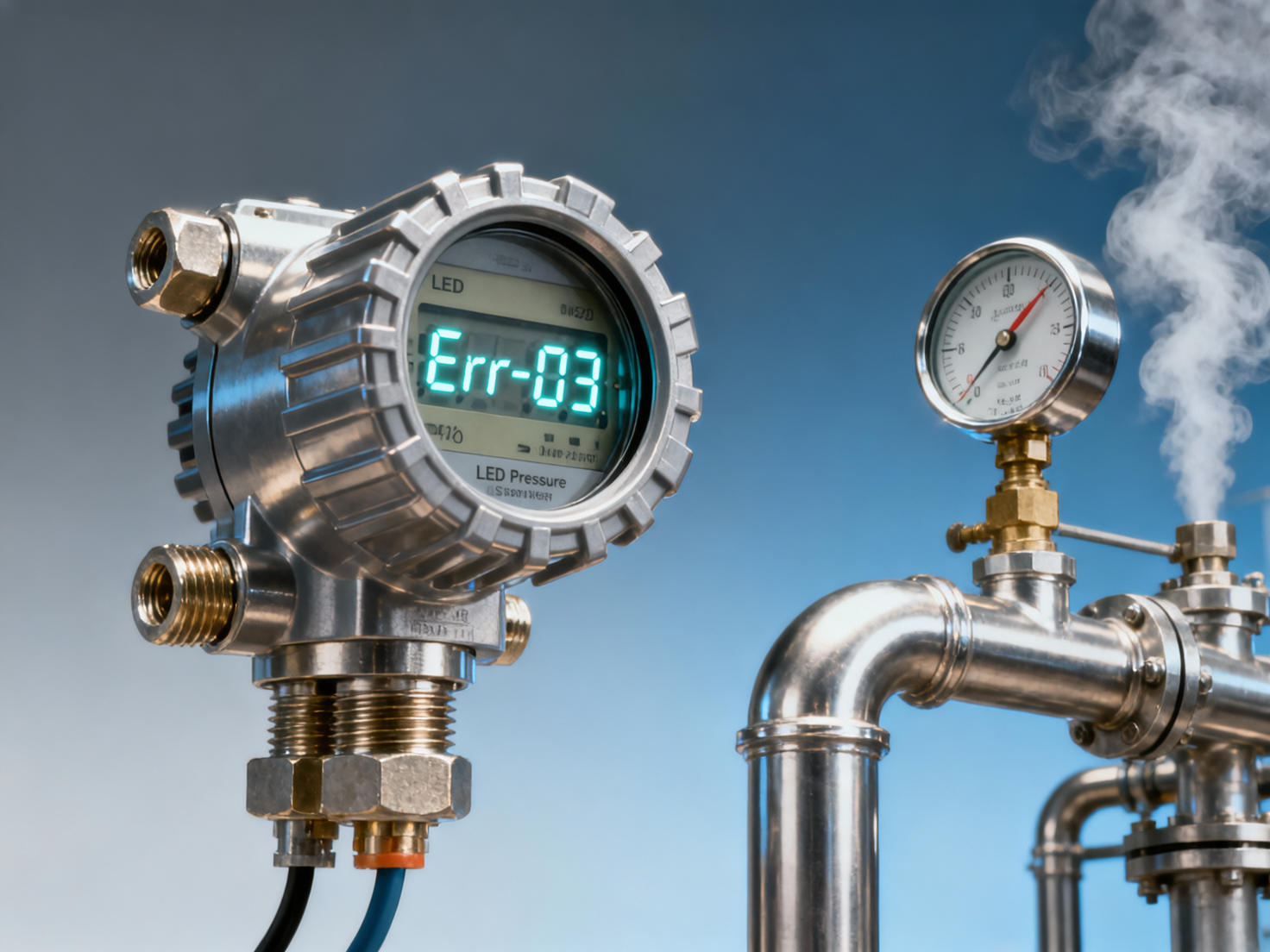 After an abnormal display occurs on the LED pressure transmitter, how are the manufacturer's after-sales response time and service coverage defined?