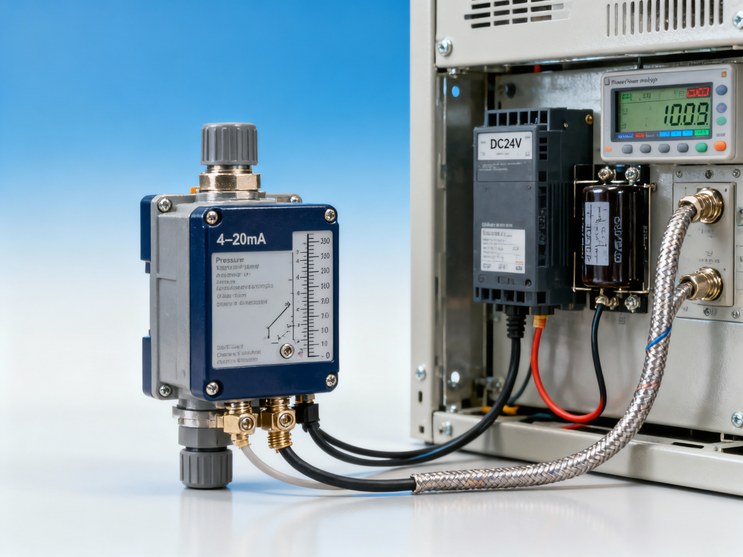 For the nominal energy efficiency rating of a pressure transmitter paired with a frequency converter, should it be based on the sensor’s own power consumption or on the measured value of the complete machine power supply circuit?