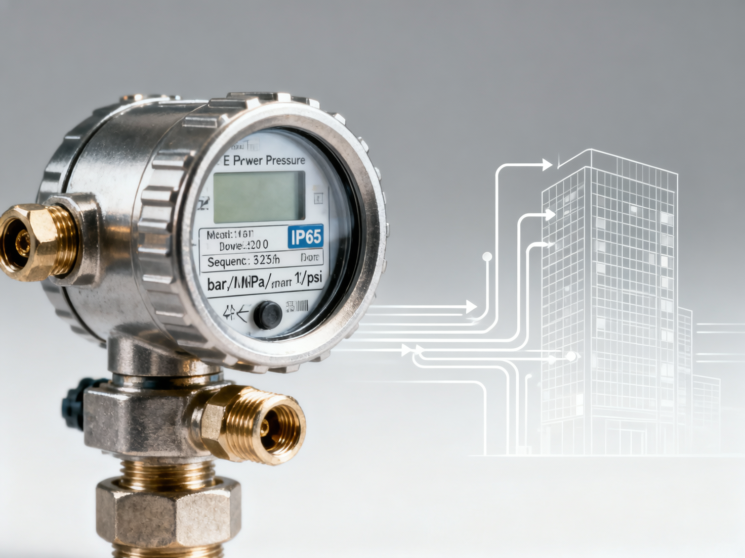 When delivering a building automation project, which mandatory fields should be included in the multilingual document template for water supply pressure transmitters?