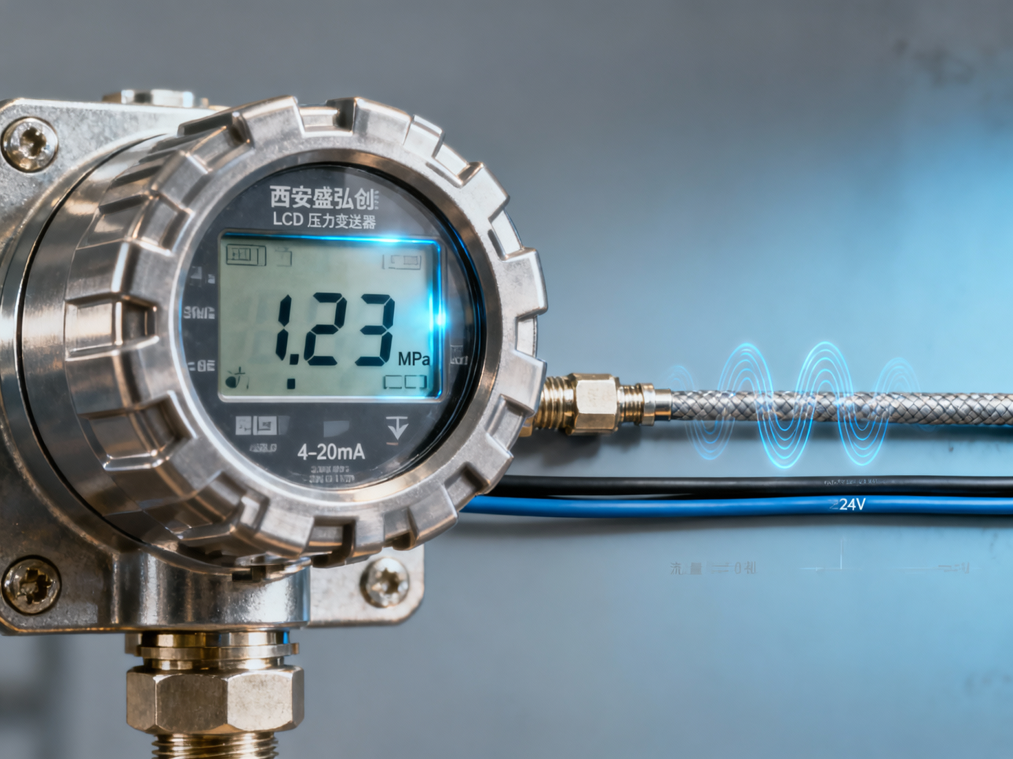 Is the obvious fluctuation in the displayed value of the Xi'an Shenghongchuang LCD pressure transmitter caused by the sensor itself or by on-site interference?