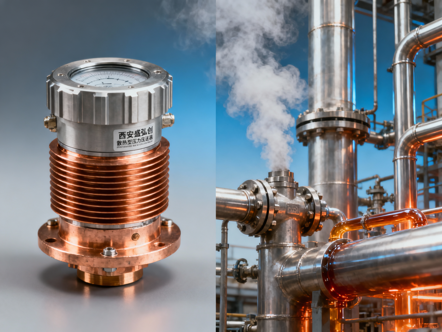 In which industrial scenarios are Xi'an Shenghongchuang heat-dissipation type pressure transmitters mainly used?