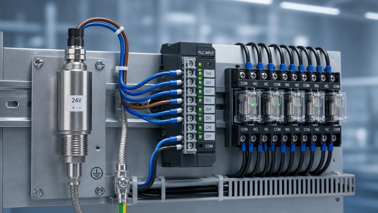 When wiring a 24V liquid level sensor, which mistakes are most common?
