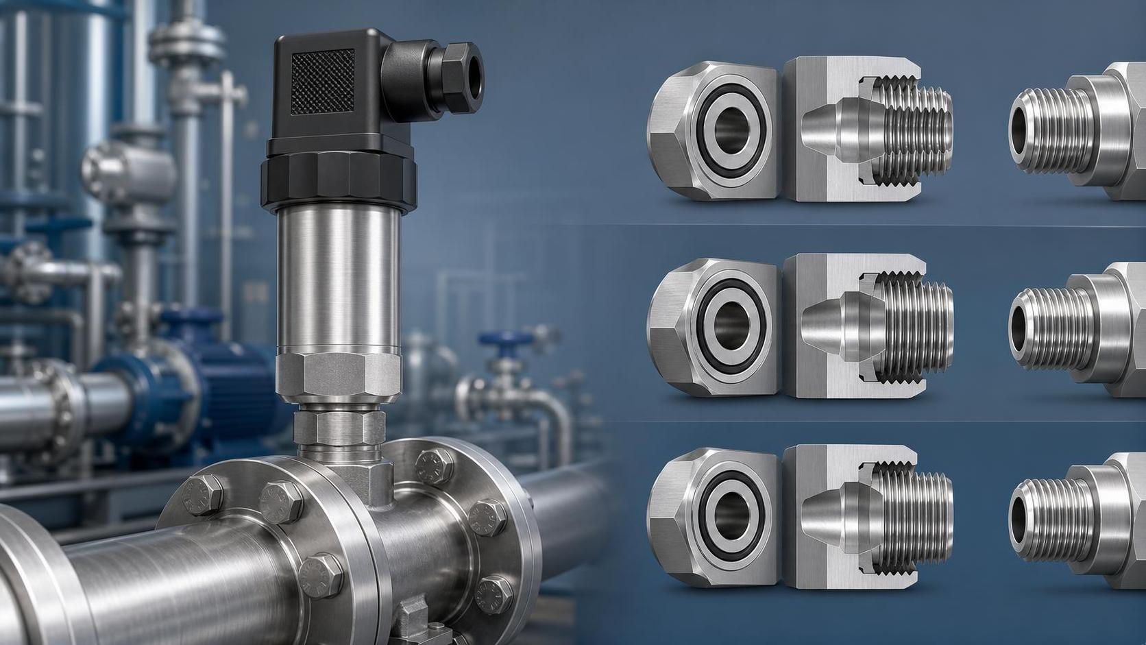 What specifications are available for internal thread pressure transmitters? Interface sizes and sealing key points